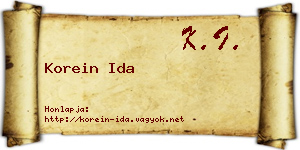 Korein Ida névjegykártya